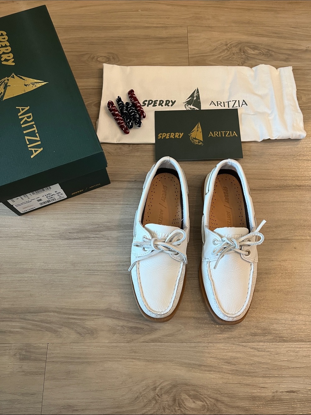 Sperry x Aritzia AO Boat Shoe Loafers - Smooth Leather in Halo White